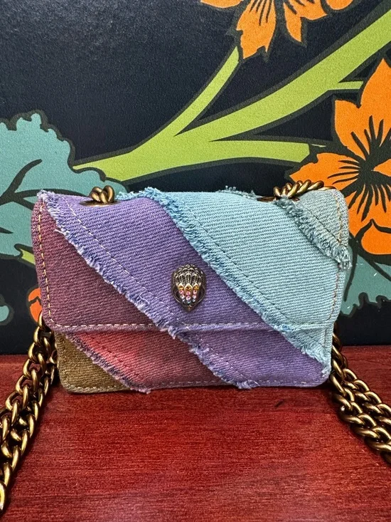 Kurt Geiger Micro Kensington Rainbow Denim Patchwork Mini Bag Eagle Head - Picture 4 of 14